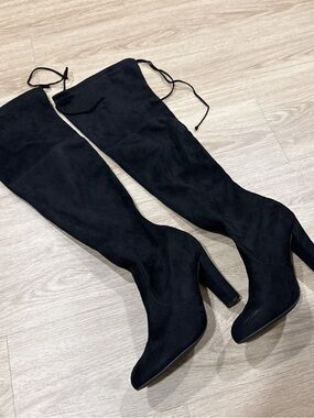 Steve Madden Black Over-The-Knee Block Heel Boots